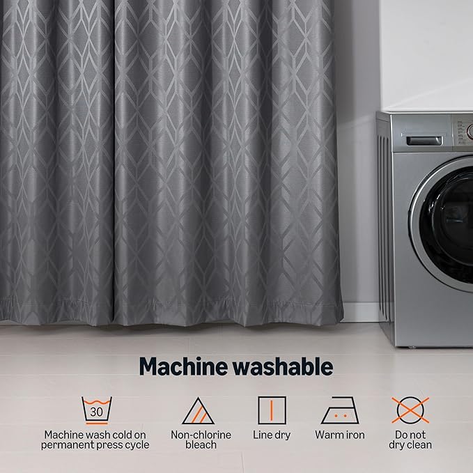 Amazon Basics Jacquard 2-Piece 100% Blackout Curtains, Living Room and Bedroom - Image 6