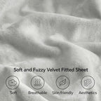 BEDELITE Velvet Fitted Sheet and Pillowcases Set, Luxury Soft Fuzzy Bottom Sheet - Image 3