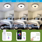 Black Smart Waterproof LED Flush Mount Ceiling Light Fixture, - Image 6