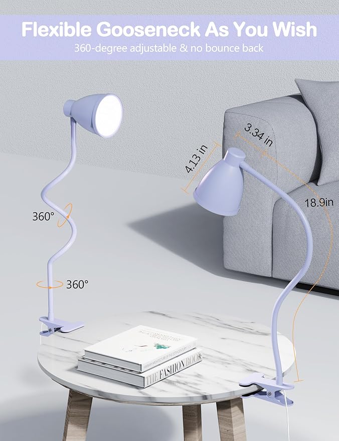 BOHON Desk Lamp with Clamp, 10W 38 LED Clip on Light, 5 Color 10 Brightness - Image 5