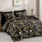 Yiran King Size Comforter Set, 7 Pieces Black Floral Soft Bedding Sets - Image 2