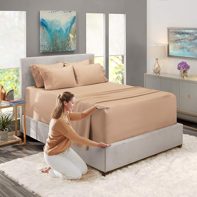 Hearth & Harbor Luxury Soft 6 Piece Bed Sheet Set Extra Deep Pocket Fitted - Image 3