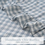 Blue White Plaid Ruffled Body Pillow Sham Washed Cotton Shabby Checkered - Image 7