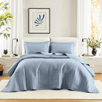 Comfort Spaces Blue Oversized Queen Quilt Set 102"x118" Bedspread Quilted by ComfortSpaces
