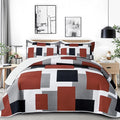 Tyrot 3 Piece Burnt Orange Grey Quilt Set California King Size Black White by TyrotHomeDecor