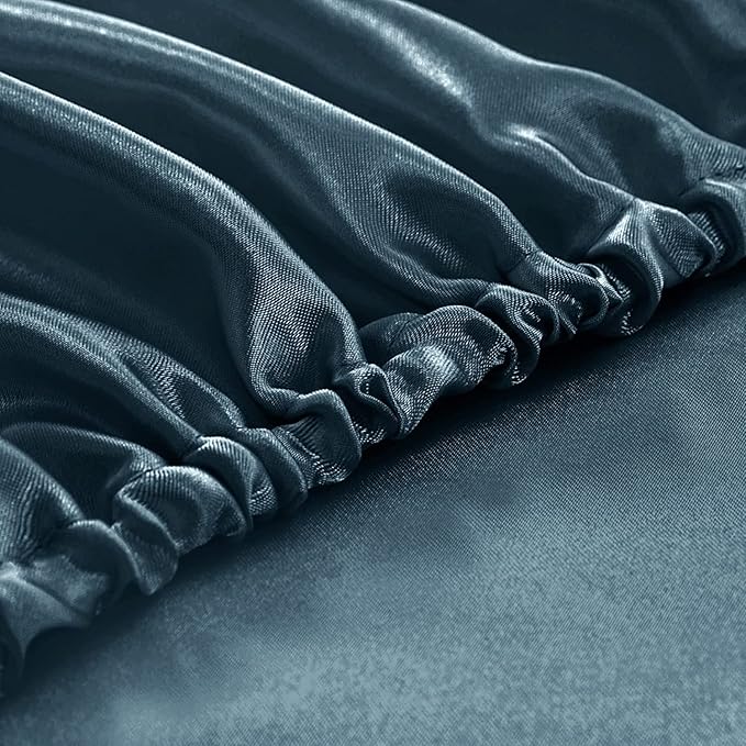 Homiest Deep Sea Blue Satin Fitted Sheet Twin XL Size, Deep Pocket, Luxury & - Image 5