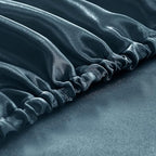 Homiest Deep Sea Blue Satin Fitted Sheet Twin XL Size, Deep Pocket, Luxury & - Image 5