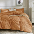 JELLYMONI Burnt Orange Duvet Cover Queen Size, Soft Breathable Seersucker Duvet by JELLYMONI