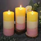 Sweet Honeysuckle Scented 3x6 Inch Pillar Candles Yellow White Pink Layered - Image 5