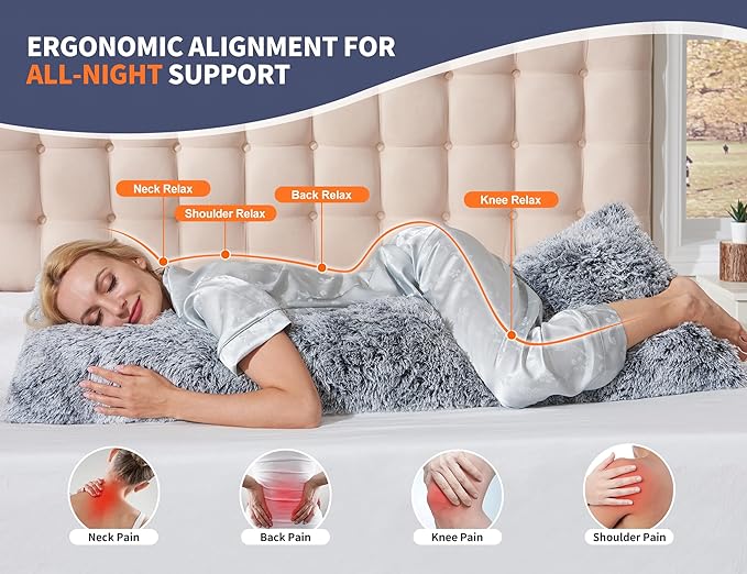 WSOFRLAC Leg Pillow for Side Sleeping 20x54 Large Bolster Pillow for Bed - Image 2