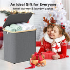 2-in-1 35L Towel Warmer & 46L Laundry Basket, Foldable Towel Warmers - Image 6