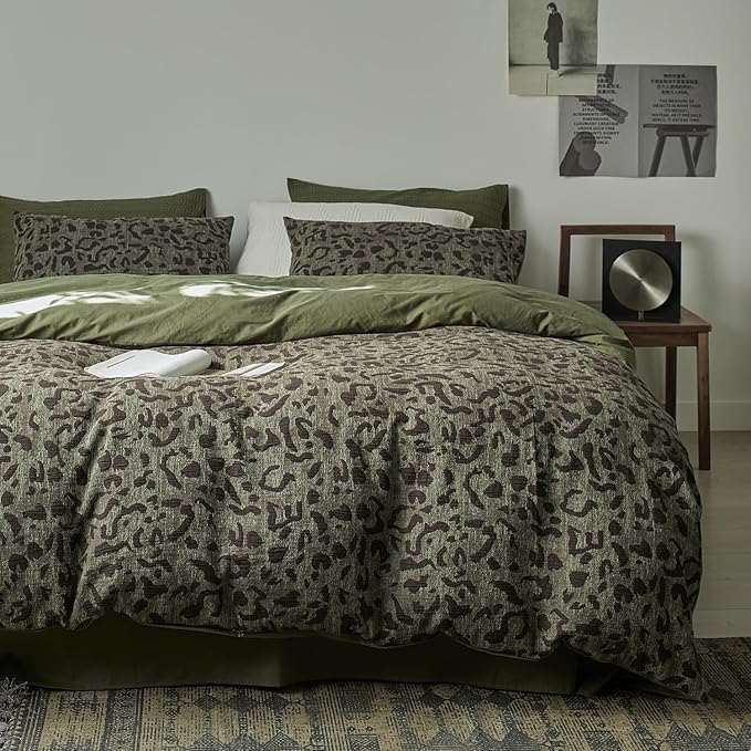 mixinni Leopard Duvet Cover King Size, Premium Yarn-Dyed Jacquard Cotton Duvet by mixinni