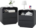 Black Curved Nightstand Set of 2 by StandifurnoFurniture