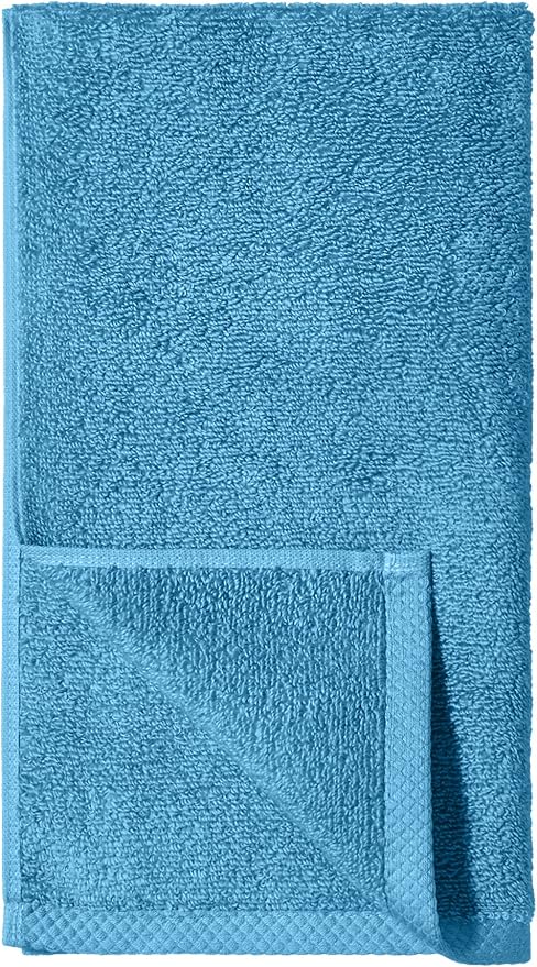 Amazon Basics 8-Pack Lightweight Quick-Dry Hand Towels, 100% Cotton, Lake Blue - Image 2