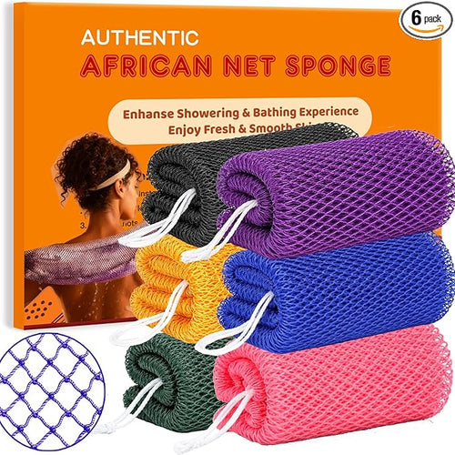 African Net Sponge Authentic, 6 Pieces African Exfoliating Net Sponge Body Back by Unknown
