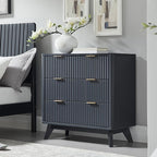T4TREAM Fluted 3 Drawers Nightstand, Oversized Extra Large Modern Side Table by T4TREAMFurniture