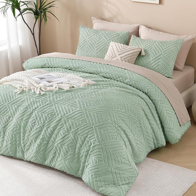 Andency Sage Green California King Comforter Set, 3 Pieces Boho Cal King Summer - Image 6