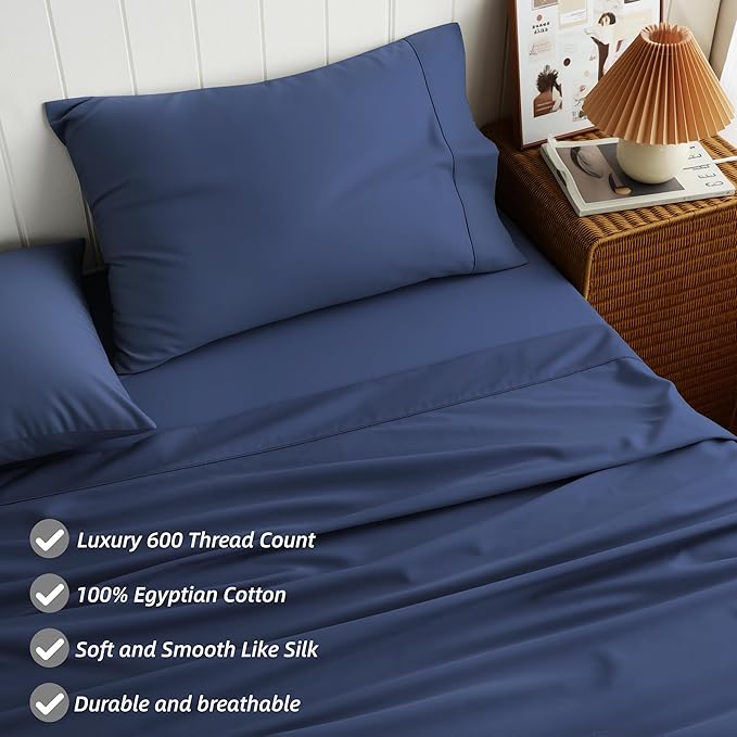 Cotton Flat Sheets Only, 600 TC 100% Cotton Flat Sheet Top Sheet Only, King - Image 2