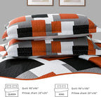 Tyrot 3 Piece Orange Grey Quilt Set King Size Black White Gray Geometric - Image 7
