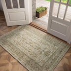 Washable 3x5 Entryway Rug, Boho Non-Slip Vintage Distress Small Rugs by Hedwior