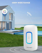 TECKNET Wireless Doorbell, 2 Transmitters 2 Receivers Door Bell Battery Operated - Image 3