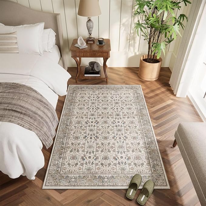 Washable 3x5 Entryway Rug, Boho Non-Slip Vintage Distress Small Rugs - Image 2
