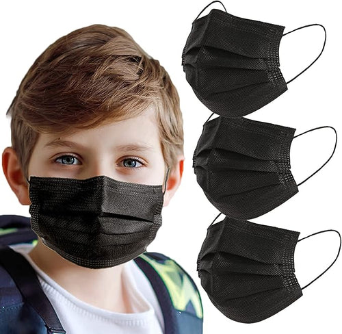 akgk 100Pcs Kids Disposable Face Mask Protective Childrens Black Safety Masks by akgk