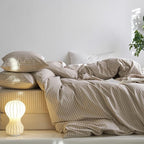 MooMee Striped Duvet Cover Set 100% Washed Cotton Linen Like Textured - Image 7