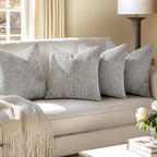 MIULEE Pack of 4 Couch Throw Pillow Covers 20x20 Inch Light Gray Soft - Image 5