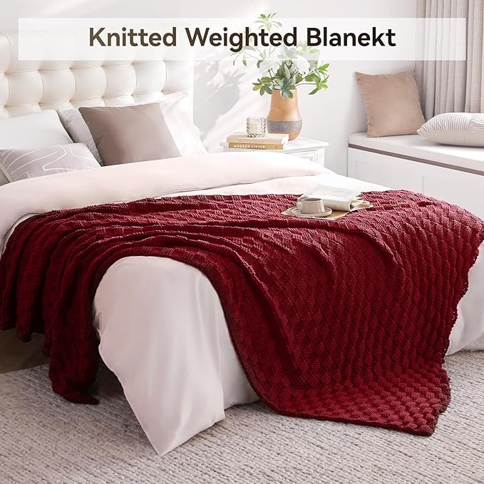 Knitted Weighted Blanket for Adult, No Beads Heavy Blanket 48” x 72'' 10lbs - Image 6