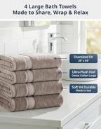 LANE LINEN 100% Cotton Bath Towels Set of 4 - Image 3