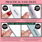 FANDAMEI Manicure Kit, Nail Files 100/180, Cuticle Nippers, Nail Buffer Block - Image 2