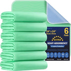 6 Pack 24” x 24” Extra Heavy Absorbency Washable Underpads, Waterproof Nursing by Fygrip