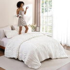weigelia Cream Comforter Set Full – Textured Ruched Cream Ivory Full Comforter - Image 6