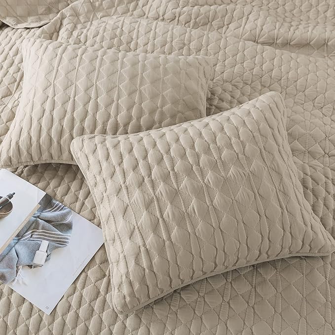 Beige Quilt King Size Bedding Sets - Image 4
