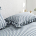 MKXI Blue and White Gingham Duvet Cover Twin Size, 3-Piece Bedding Set - Image 7