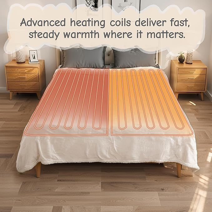 Electric Heated Blanket Full Size 72"x84", Soft Flannel - Image 4