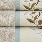 Madison Park Serene 100% Cotton Bath Towel Set Luxurious Floral Decorative - Image 7