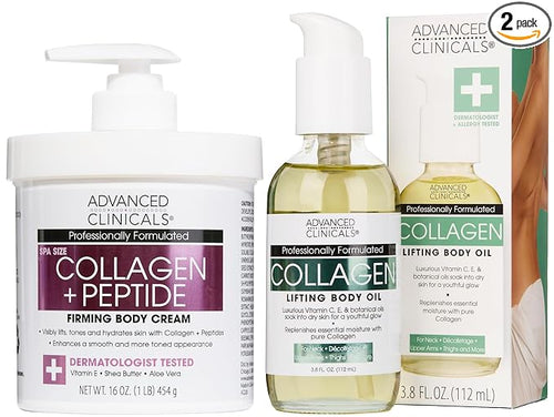 Advanced Clinicals Collagen Peptides Firming Body Lotion Face Cream + Collagen by AdvancedClinicals