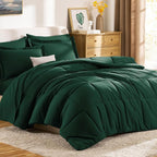 CozyLux Oversized Queen Comforter Sets Emerald Green, 7 Pieces Bed in a Bag - Image 9