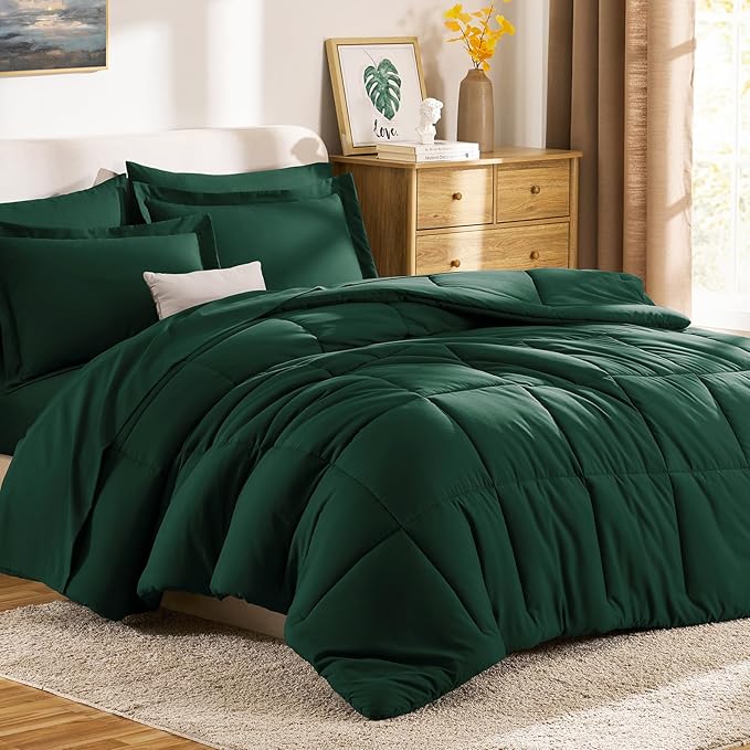 CozyLux Queen Comforter Set Emerald Green - Image 9