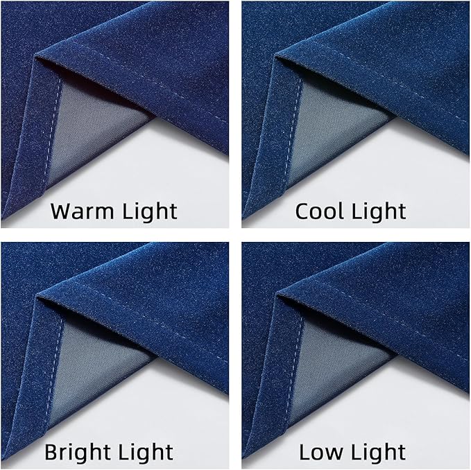 Joydeco Royal Blue Velvet Curtains 72 Inches Long, Luxury Grommet Blackout - Image 6