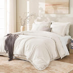 Andency Queen Comforter Set Beige, 3 Pieces Boho Lightweight Fluffy Bedding by Andency