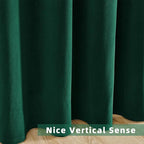Joydeco Dark Green Velvet Curtains 63 Inches Long, Luxury Grommet Blackout - Image 7