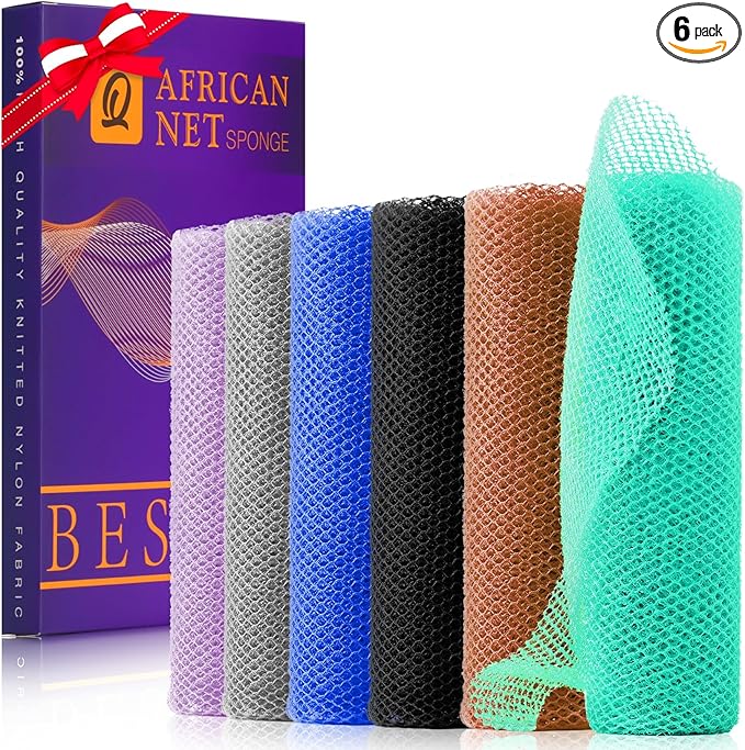 UJFQBH 6 Pieces African Bath Sponge African Net Long Net Bath Sponge by BuyNow