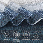 Andency Navy Blue Striped Quilt King, 3 Pieces Patchwork Bedspread Coverlet Set - Image 7