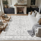 Grey 5x7 Area Rug Vintage Washable Living Room Carpet Non Slip Bedroom Indoor - Image 4