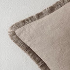 MIULEE Decorative Throw Pillow Covers Neutral Linen Fringe Throw Pillows Euro - Image 3