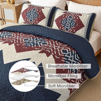 Dintszyayue Queen Quilt Set 3 Piece Boho Aztec Texture Bedspread Coverlet Set - Image 6