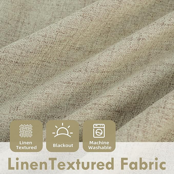 DriftAway Double Layer Linen Blackout Tie Up Curtains Thermal Insulated Fully - Image 4